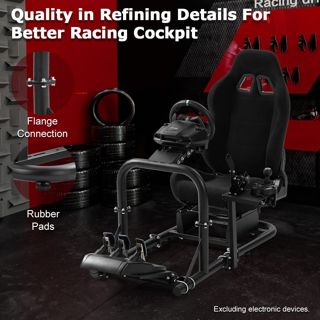 Zootopo Racing Driving Simulator Cockpit with Black Seat Stability Upgrade Fit for Logitech/Thrustmaster/Fanatec G27,G29,G920,G923,T300RS &CSL-DD Wheel Frame,No Steering Wheel,Pedal,Handbrake