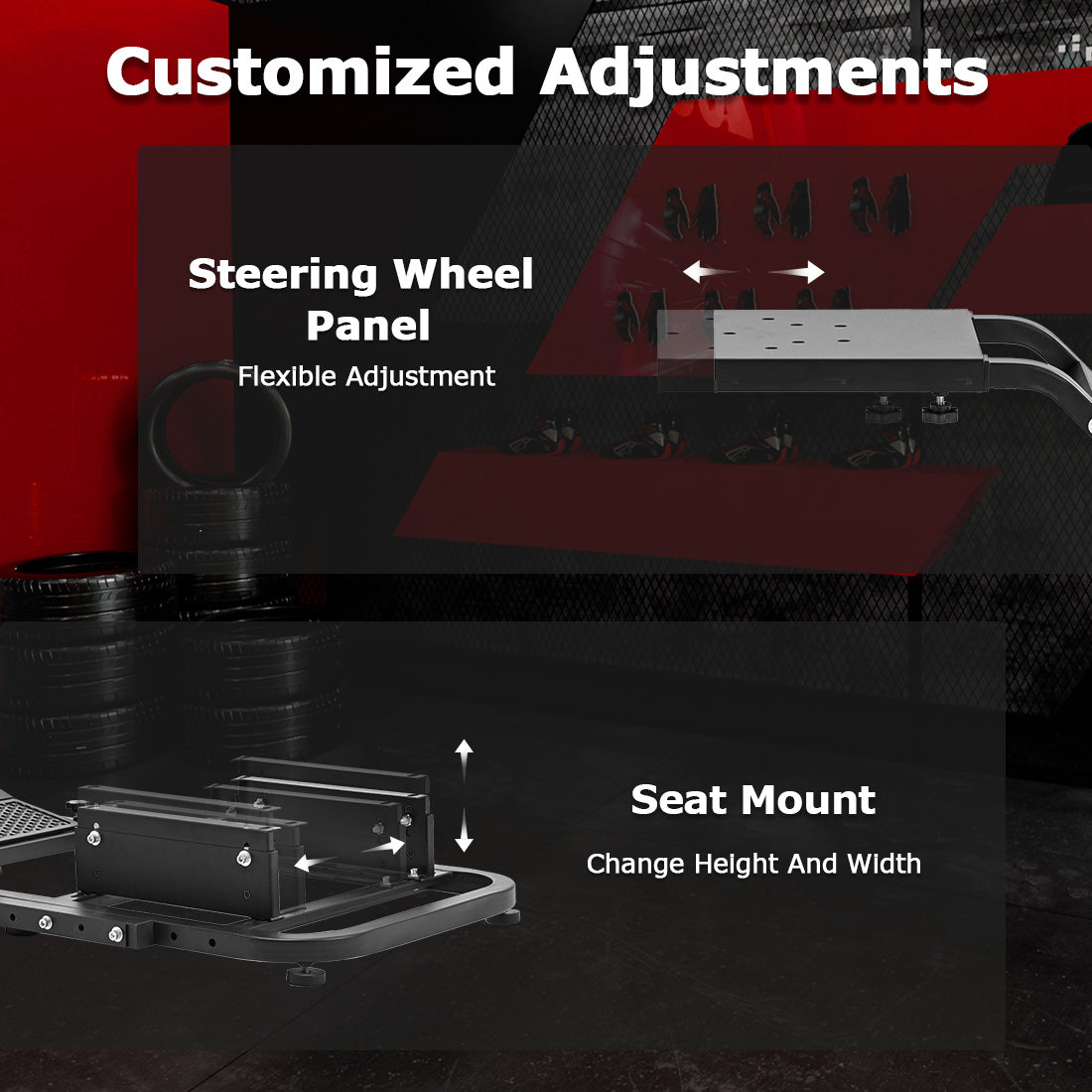 Zootopo Adjustable Racing Sim Cockpit with Red Seat Unobstructed Design for Both Legs Fit for Logitech/Thrustmaster G29 G923 G25 T80 T150 Racing Wheel Cockpit with Triple Monitor Stand Not Include Steering Wheel,Pedals,Handbrake