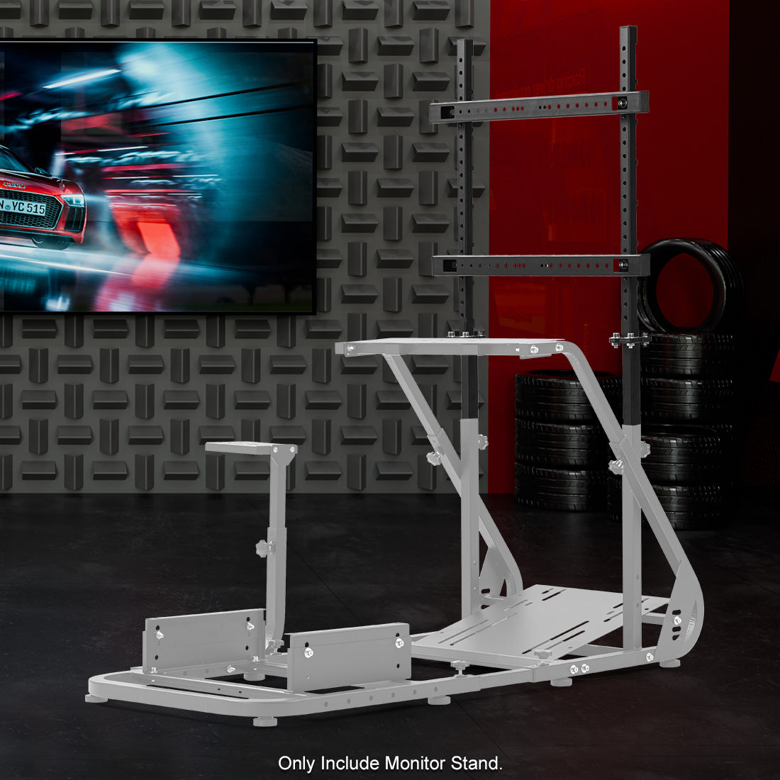 Zootopo Simulator Monitor Mount Fit for Multi-Brand Cockpit Mountable 32-55 inchs Display,Height Adjustable,NO TV,Steering Wheel,Shift Lever,Pedals,Seat and Race Frame