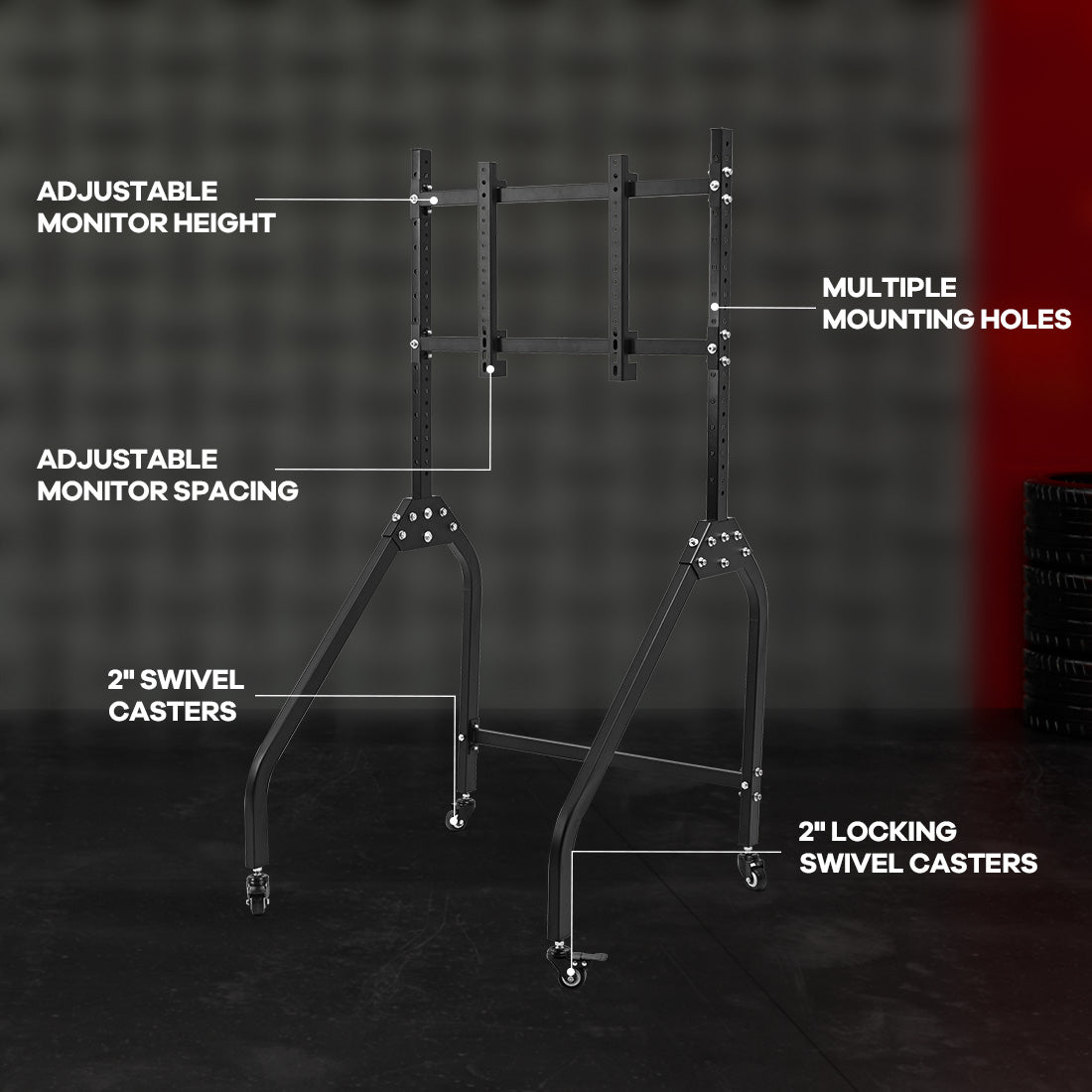 Zootopo Single Monitor Stand with Locking Casters Premium Adjustable Mount for Racing Simulator,Featuring Full Motion Control for 27-65 inch Monitors,Immersive Viewing Experience
