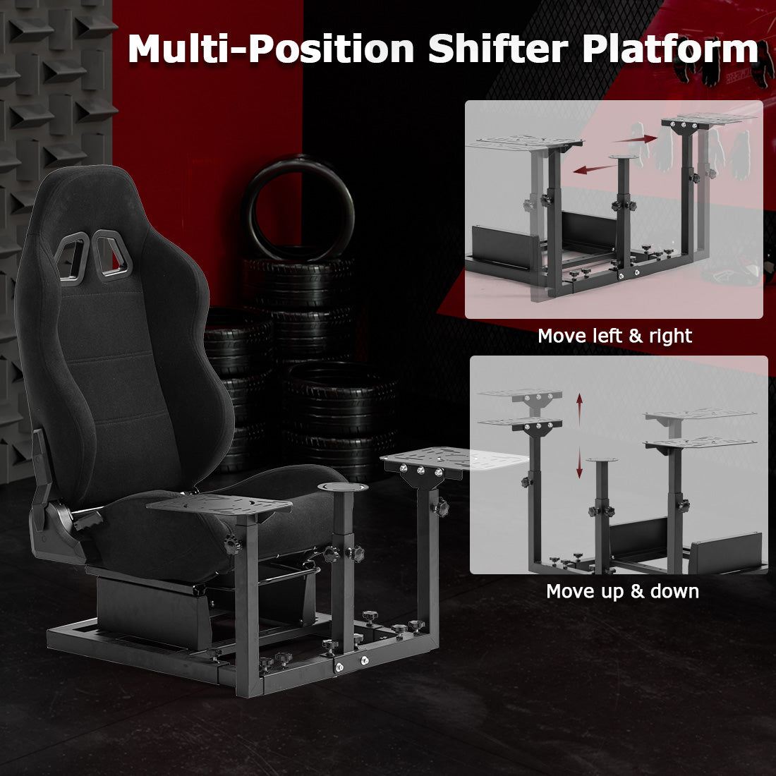 Zootopo Flight Simulator Cockpit with Black Seat Fit for Logitech X52 PRO,X56, Thrustmaster T16000M,HotasWarthing Flight Stick,Unlimited Adjustment,Not Include Steering Wheel,Pedals,Handbrake and Joystick