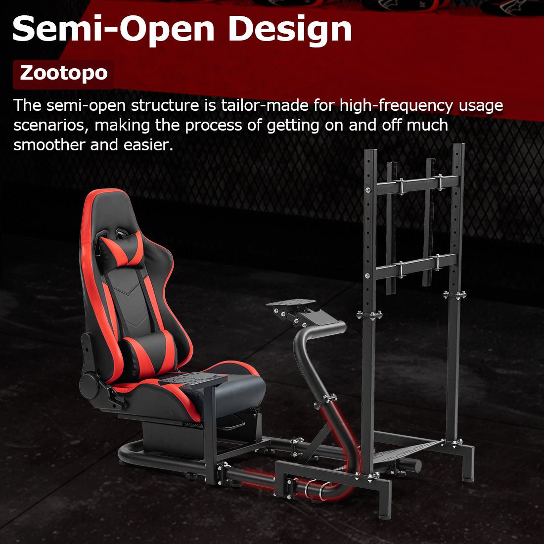 Zootopo Racing Cockpit with TV Stand &Red Seat Fit for Logitech,Thrustmaster G27 G920 T500 Wheel Shifter Pedals Not Included