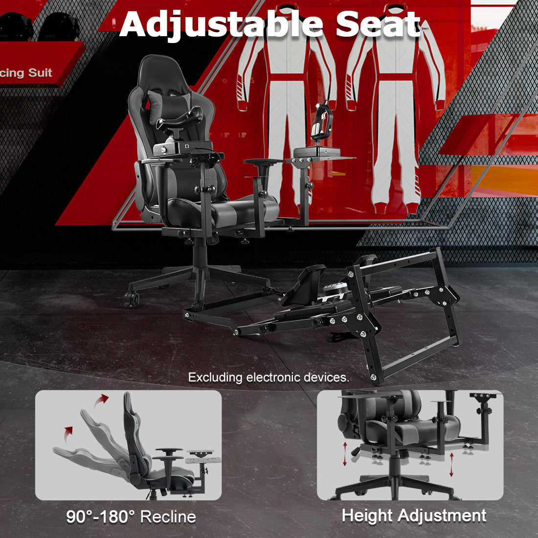 Zootopo Adjustable Flight Racing Simulator Cockpit with Seat Pedal Frame Fit for Thrustmaster Hotas Warthog/Logitech G29 G920,Simple Storage Multi-Function Home Office Use,No Joystick,Shifter,Pedal