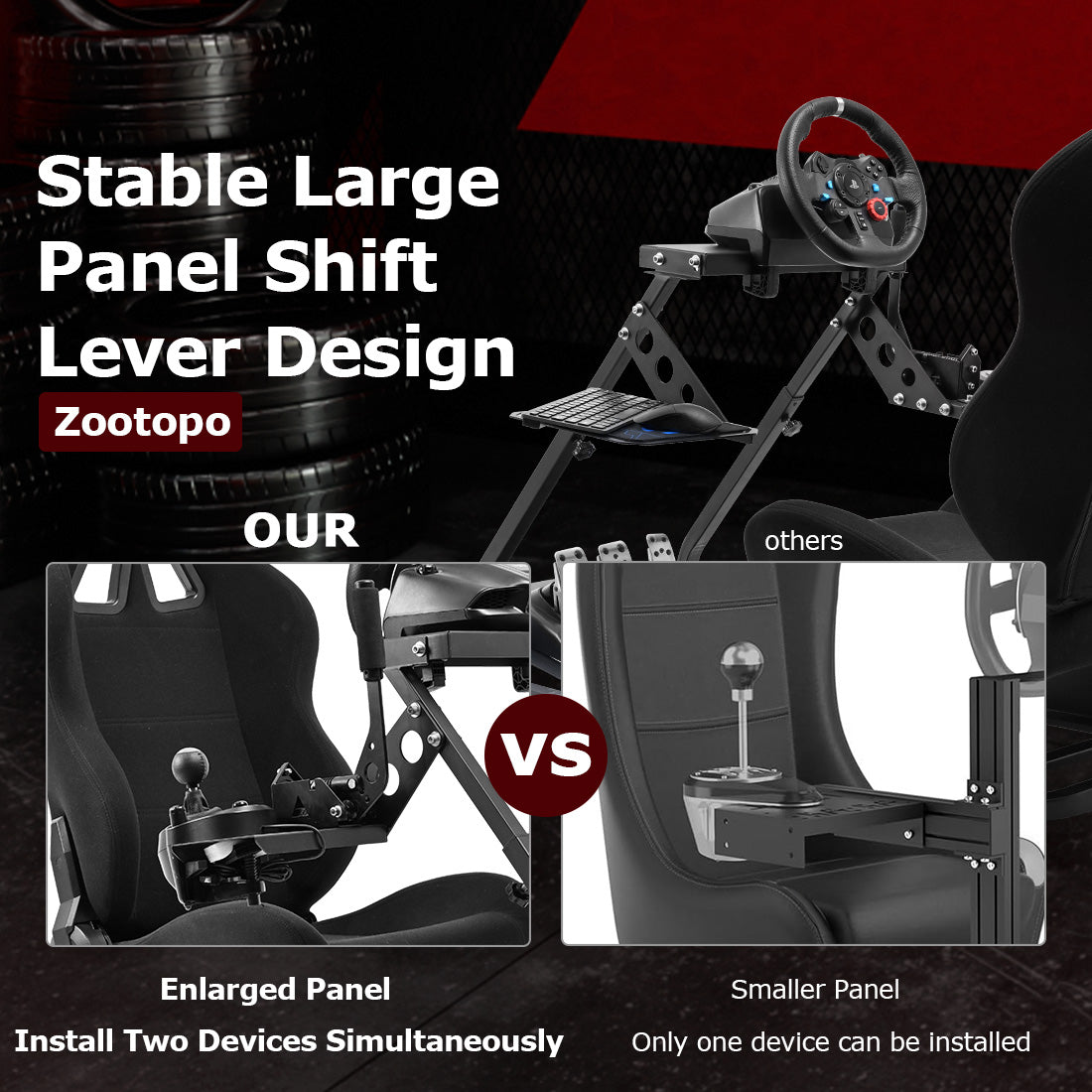 Zootopo Flight Simulator Cockpit with Black Seat Fit for Fanatec/Moza/Logitech X52 PRO/THRUSTMASTER A10,T.16000M FCS Adjustable Versatile,No Joystick,Handbrake,Shifter,Pedals,Steering Wheel,TV Mount