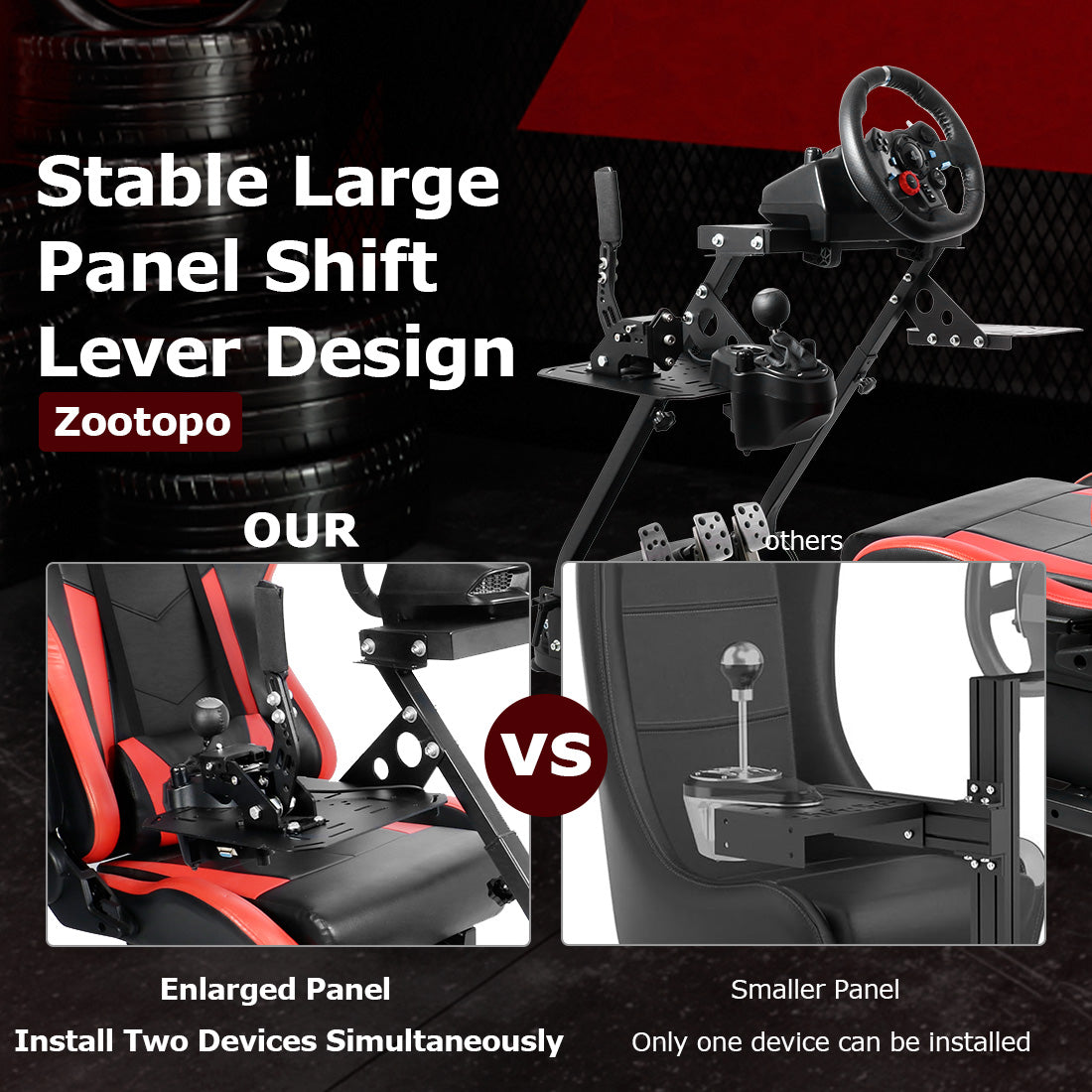 Zootopo Flight Simulator Cockpit with Red Seat Fit for Fanatec/Moza/Logitech X52 PRO/THRUSTMASTER A10,T.16000M FCS Adjustable Versatile,No Joystick,Handbrake,Shifter,Pedals,Steering Wheel,TV Mount