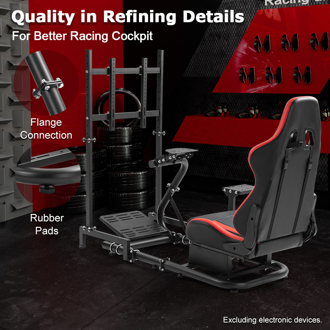 Zootopo Racing Cockpit with TV Stand &Red Seat Fit for Logitech,Thrustmaster G27 G920 T500 Wheel Shifter Pedals Not Included