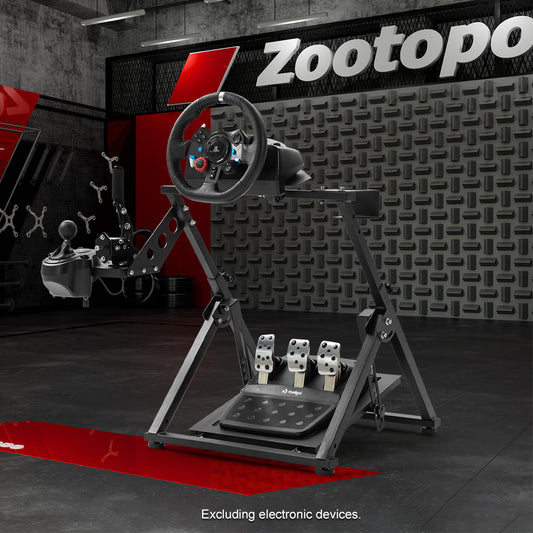 Zootopo Foldable Racing Wheel Stand Adjustable Sim Racing Cockpit Compatible with Logitech/ Thrustmaster/Fanatec/PXN/Moza R5 R9 G29 G920 G923 T248 T300RS GT T500 Sturdy Gaming Stand,Space-Saving Design , Wheel and Pedals Not Included