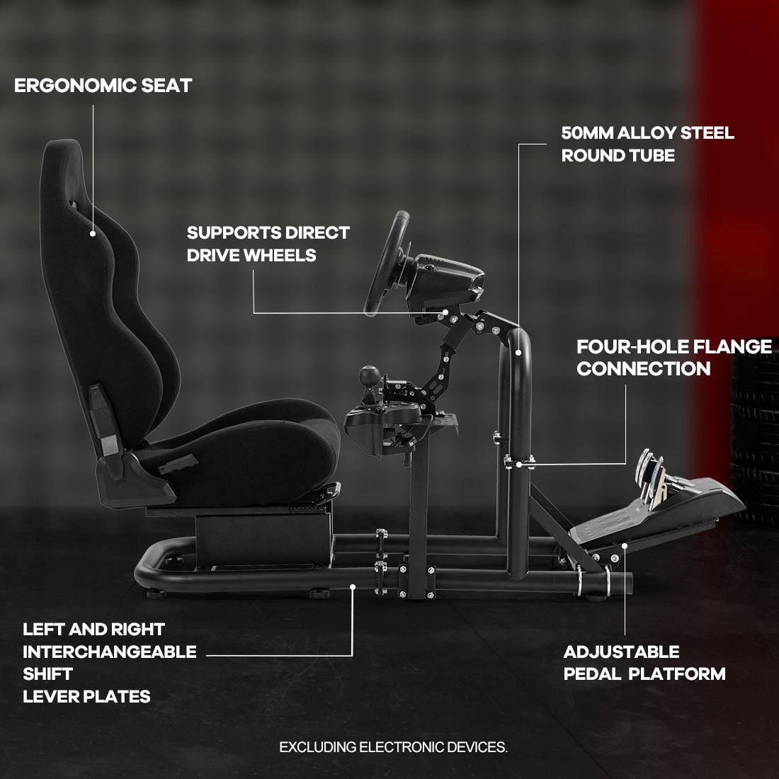 Zootopo Racing Driving Simulator Cockpit with Black Seat Stability Upgrade Fit for Logitech/Thrustmaster/Fanatec G27,G29,G920,G923,T300RS &CSL-DD Wheel Frame,No Steering Wheel,Pedal,Handbrake