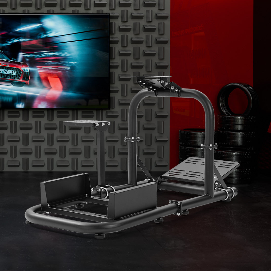 Zootopo Racing Simulator Cockpit 50mm Round Tube Driving Gaming Cockpit Fit for Logitech, Thrustmaster, Fanatec, PC, PS4, Xbox, Seat ,Pedal Wheel Not Included