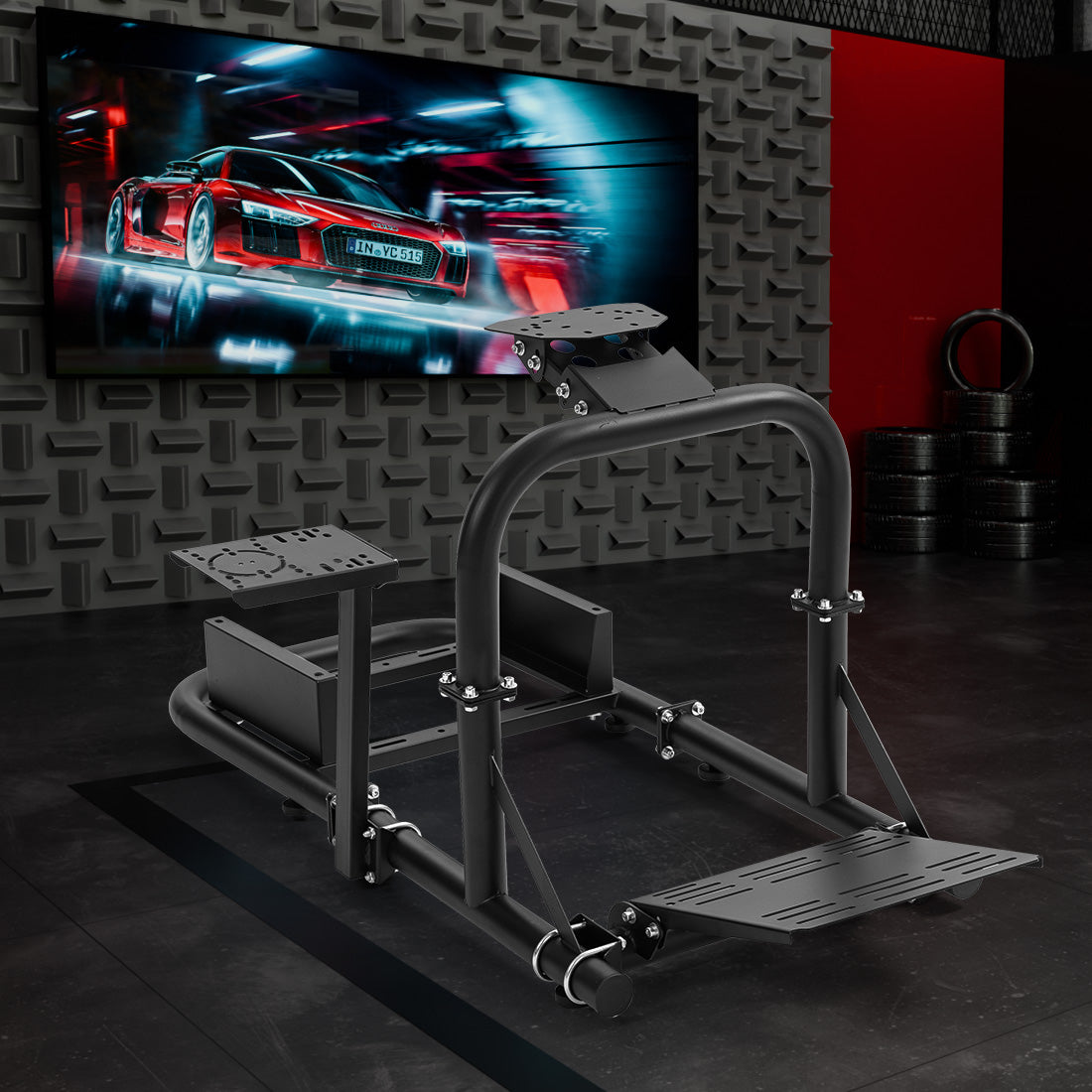 Zootopo Racing Simulator Cockpit 50mm Round Tube Driving Gaming Cockpit Fit for Logitech, Thrustmaster, Fanatec, PC, PS4, Xbox, Seat ,Pedal Wheel Not Included