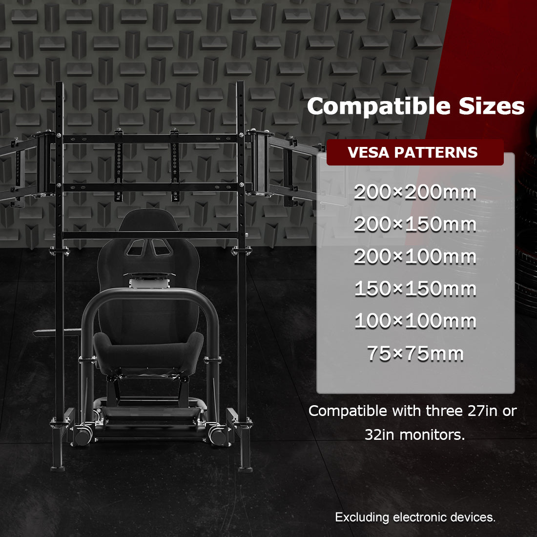 Zootopo Racing Sim Cockpit with Triple Monitor Mount and Seat Fits for Logitech/Thrustmaster/Fanatec/Moza G29 G920 G923 CSL-DD T248 Wheel Shifter Pedals  TV NOT Included