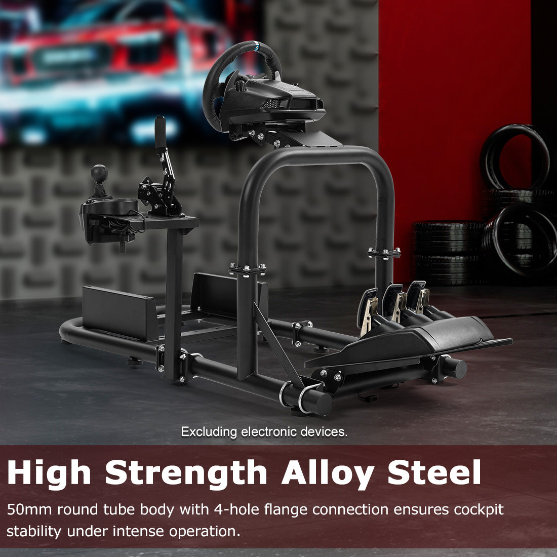 Zootopo Racing Simulator Cockpit 50mm Round Tube Driving Gaming Cockpit Fit for Logitech, Thrustmaster, Fanatec, PC, PS4, Xbox, Seat ,Pedal Wheel Not Included