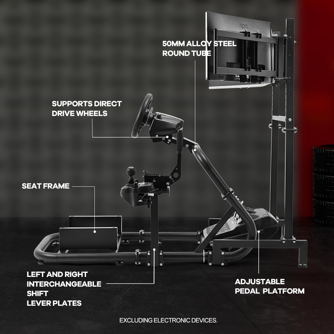 Zootopo Racing Driving Simulator Cockpit with with Triple Monitor Mount Fit for Logitech/Thrustmaster G27,G29,G920,G923,T300RS Wheel Frame,No Steering Wheel,Pedal,Handbrake,Seat,Monitor