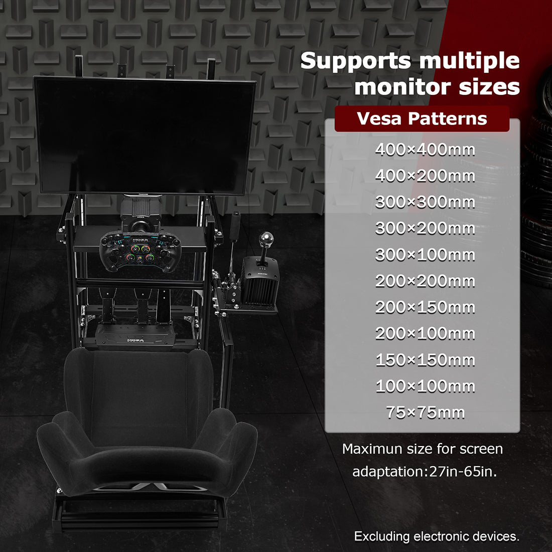 Zootopo 3060 Aluminum Profile Racing Simulator Cockpit with Monitor Mount, Fit for Thrustmaster/Fanatec/Logitech G29 , Adjustable Driving Simulator cockpit, Does Not Include Steering Wheel, Pedals, or Handbrake