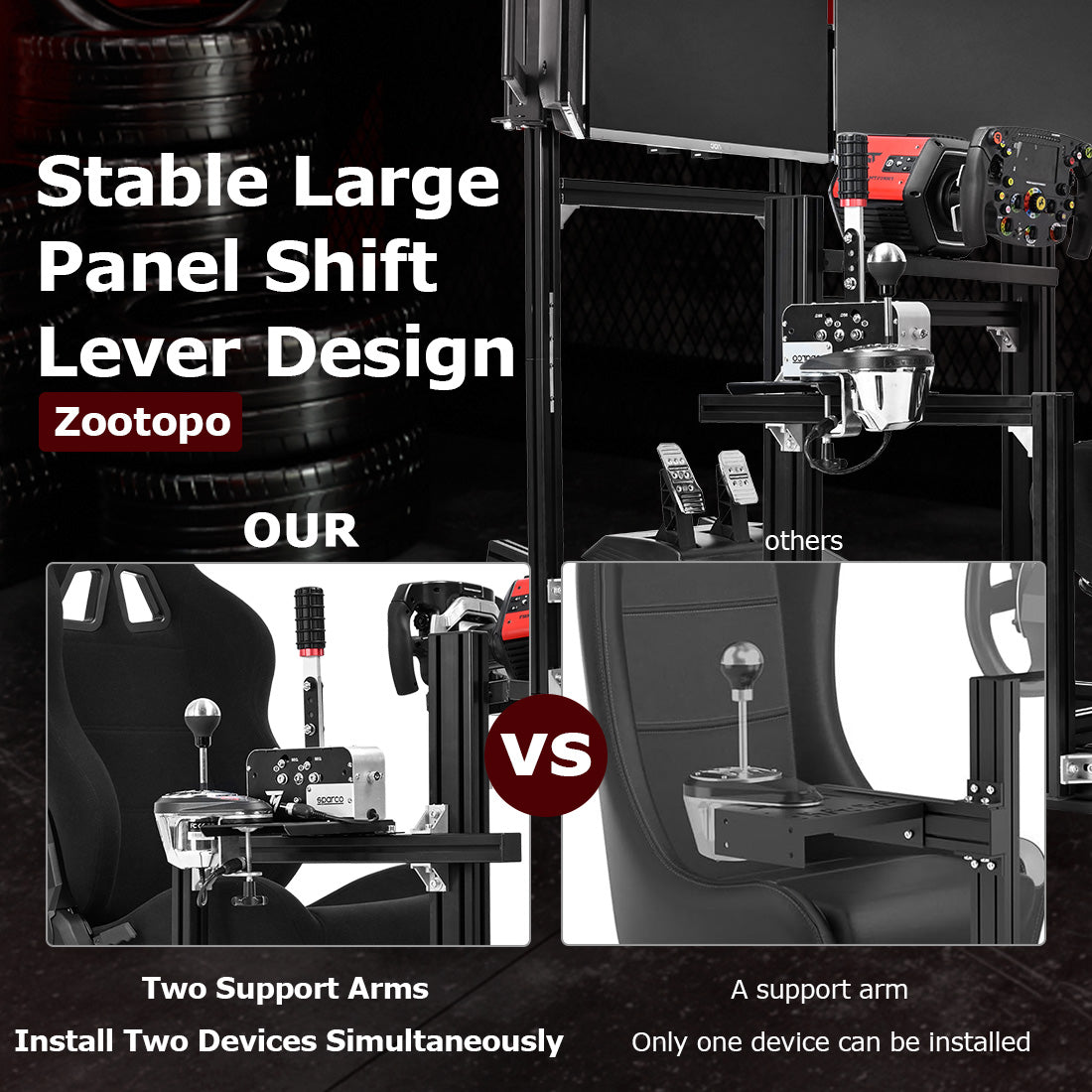 Zootopo 8040 Aluminum Profile Racing Sim Cockpit with Triple Monitor Stand Fit Logitech G923 G920, Adjuatable Gaming Simulator Cockpit with Black Seat Not Include Steering Wheel,Pedals,Handbrake