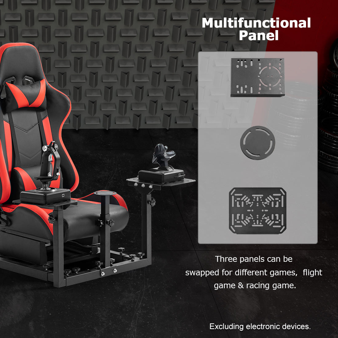 Zootopo Flight Simulator Cockpit with Red Seat Fit for Logitech X52 PRO,X56, Thrustmaster T16000M,HotasWarthing Flight Stick,Unlimited Adjustment,Not Include Steering Wheel,Pedals,Handbrake and Joystick