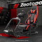 Zootopo Professional Racing Simulator Cockpit Frame with Red Seat, Fit for Logitech G920/Thrustmaster/Moza, Streamlined Dual-arm Design, No Wheel, Pedals, Handbrake and Monitor Stand