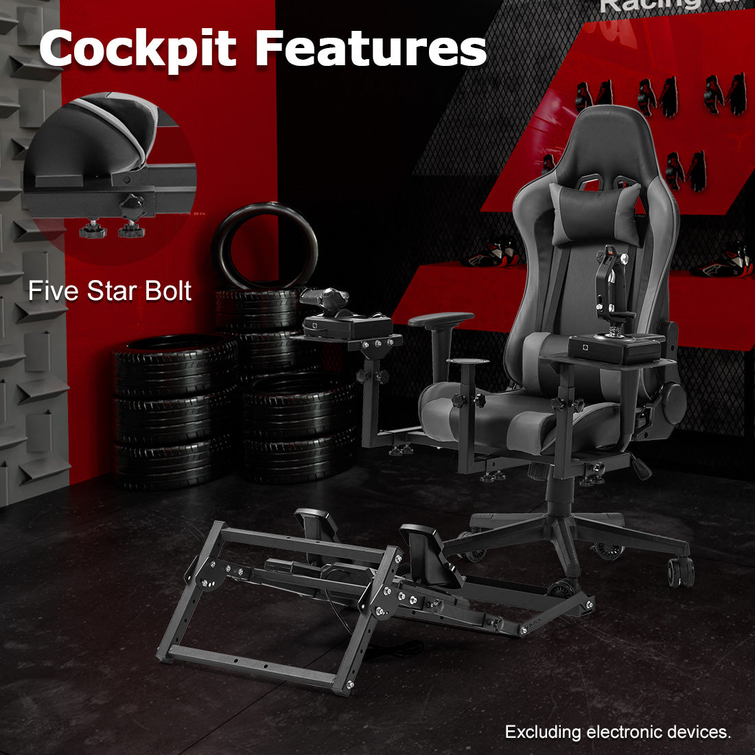 Zootopo Adjustable Flight Racing Simulator Cockpit with Seat Pedal Frame Fit for Thrustmaster Hotas Warthog/Logitech G29 G920,Simple Storage Multi-Function Home Office Use,No Joystick,Shifter,Pedal