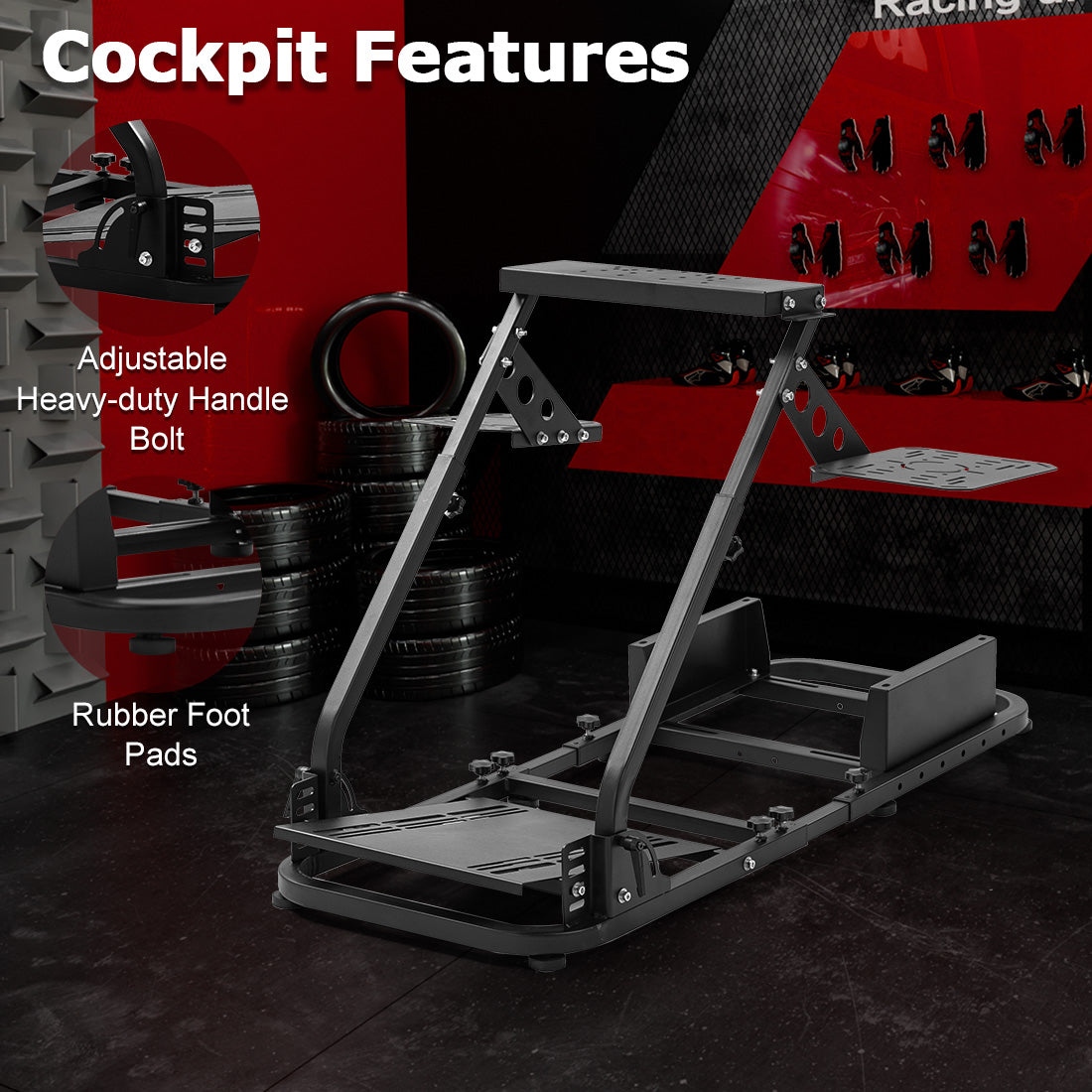 Zootopo Flight Racing Simulator Stand Fit for Fanatec/Moza/Logitech X52 PRO/Thrustmaster A10,T.16000M FCS Adjustable Versatile,No Joystick,Handbrake,Shifter,Pedals,Steering Wheel,TV Mount,Seat