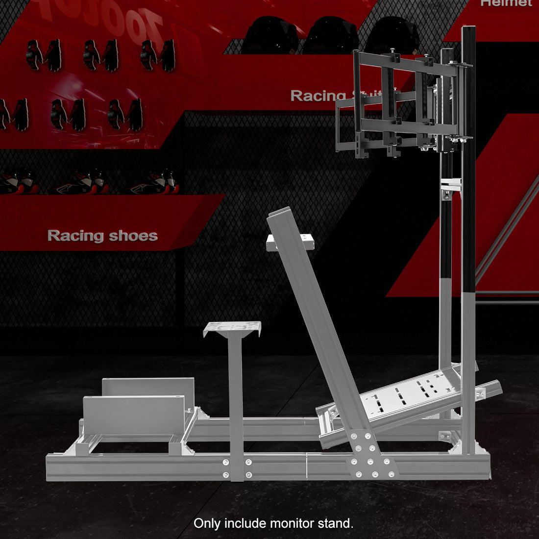 Zootopo 4040 Aluminum Profile Triple Monitor Stand for Racing Simulator Cockpit Compatible with 27-32 Inch Display 3 Screens TV Mount,Adjustable Height Width,No Steering Wheel,Shift Lever,Pedals,TV,Seat and Cockpit