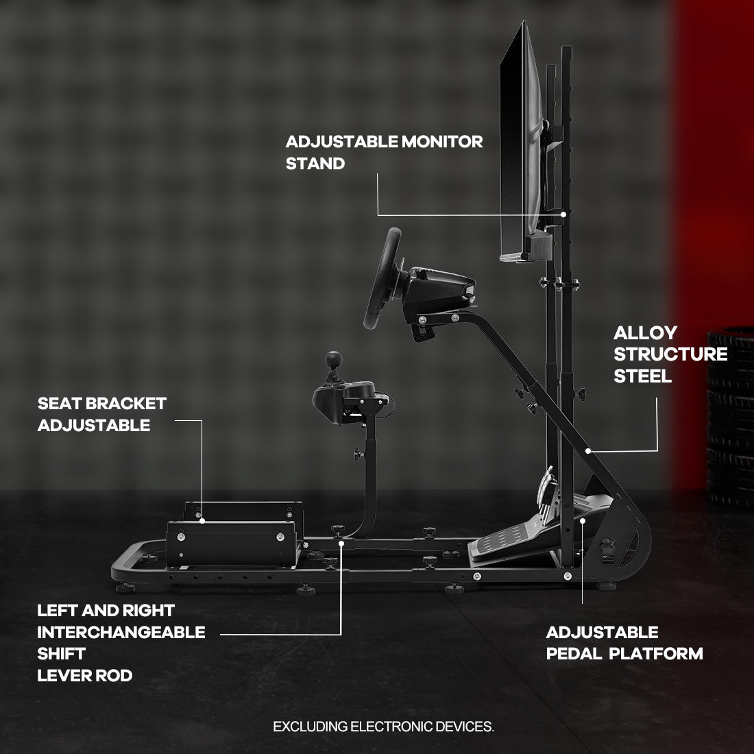 Zootopo Adjustable Sim Racing Cockpit with Monitor Mount, Fit for Logitech G923,Thrustmaster Wheels, Frame Double Arm Reinforcement, No Steering Wheel,Pedal,Display and Seat
