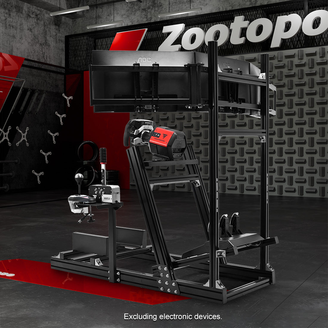 Zootopo 8040 Aluminum Profile Racing Simulator Cockpit with Triple Display Stand Fit for Logitech/Thrustmaster/Fanatec G25 G27 G29 G923 T80,F1 Trunk,No Seat,Handbrake,Pedals & Steering Wheel