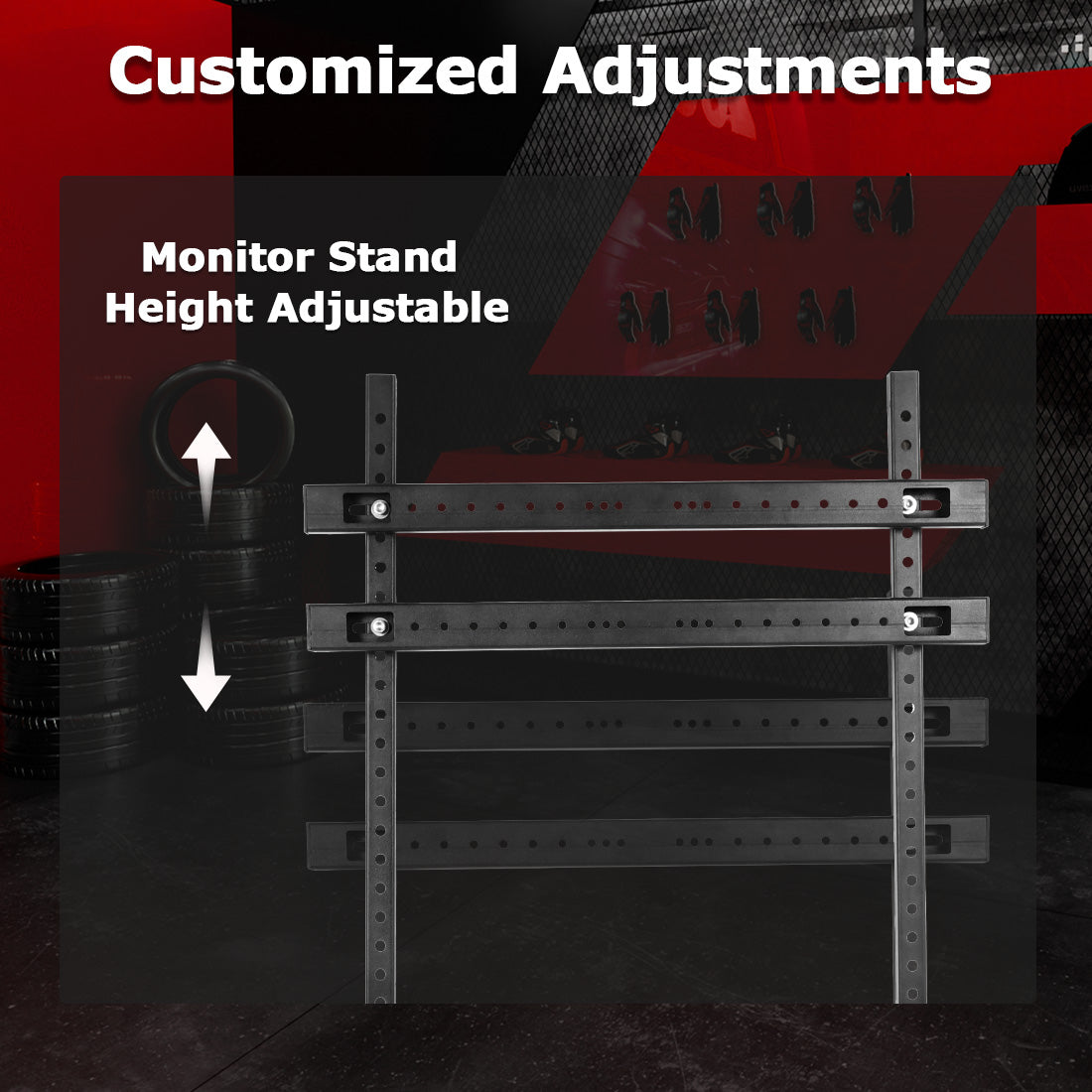 Zootopo Adjustable Sim Racing Cockpit with Red Seat Monitor Frame, Fit for Logitech/Thrustmaster/Fanatec G920 G923 G29 T80, Frame Double Arm Reinforcement, No Steering Wheel,Pedal,Handbra,Display