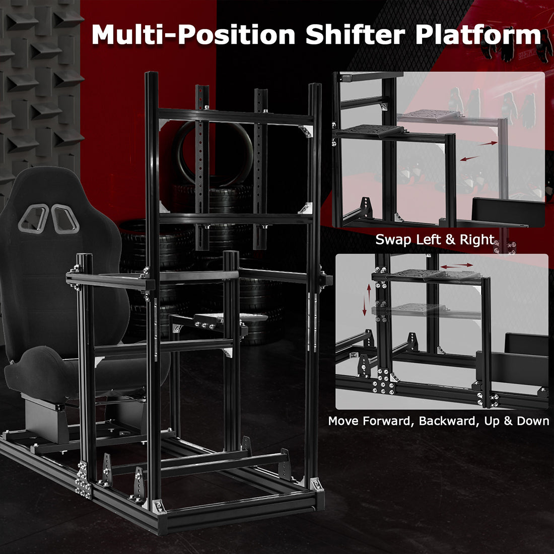 Zootopo 3060 Aluminum Profile Racing Simulator Cockpit with Monitor Mount, Fit for Thrustmaster/Fanatec/Logitech G29 , Adjustable Driving Simulator cockpit, Does Not Include Steering Wheel, Pedals, or Handbrake