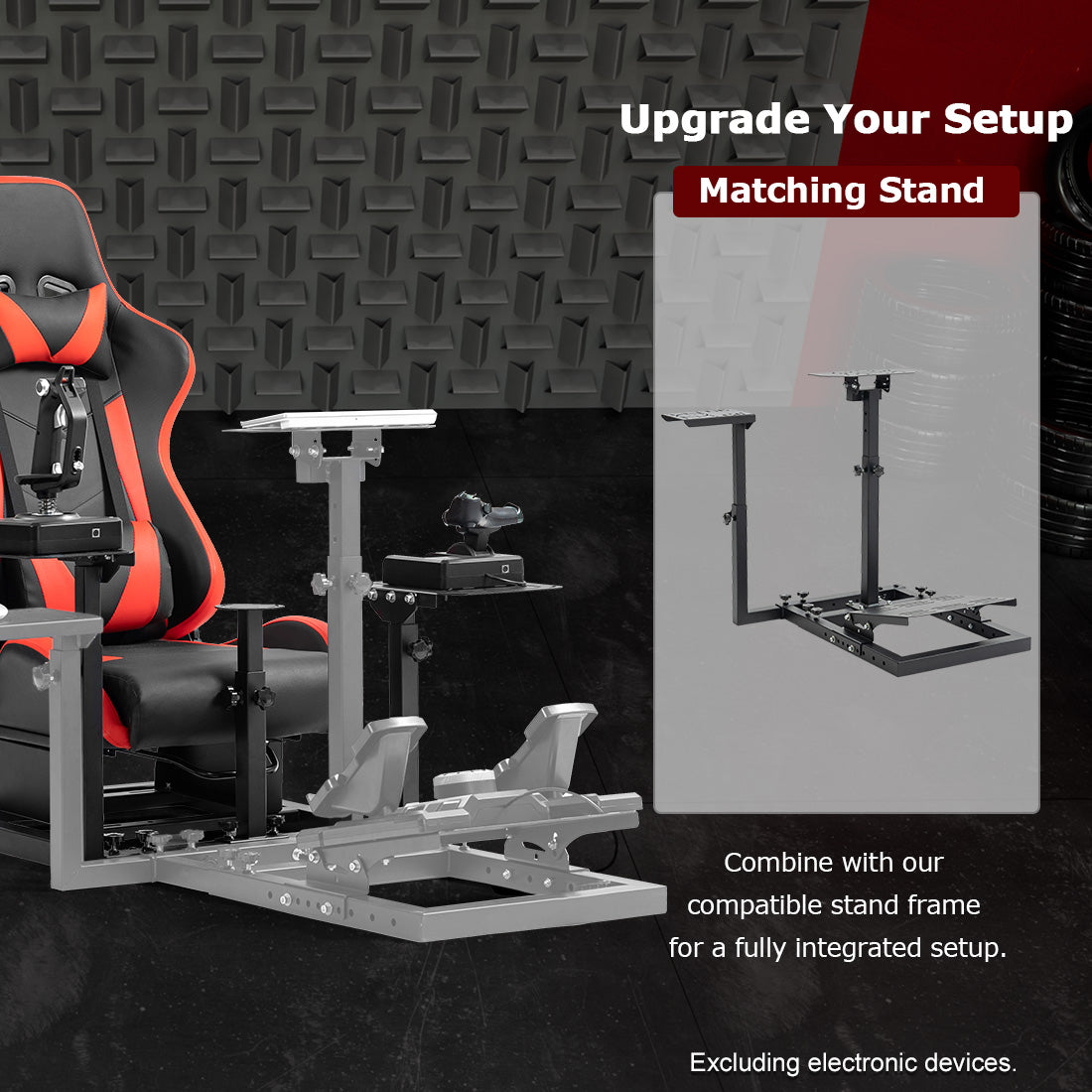 Zootopo Flight Simulator Cockpit with Red Seat Fit for Logitech X52 PRO,X56, Thrustmaster T16000M,HotasWarthing Flight Stick,Unlimited Adjustment,Not Include Steering Wheel,Pedals,Handbrake and Joystick