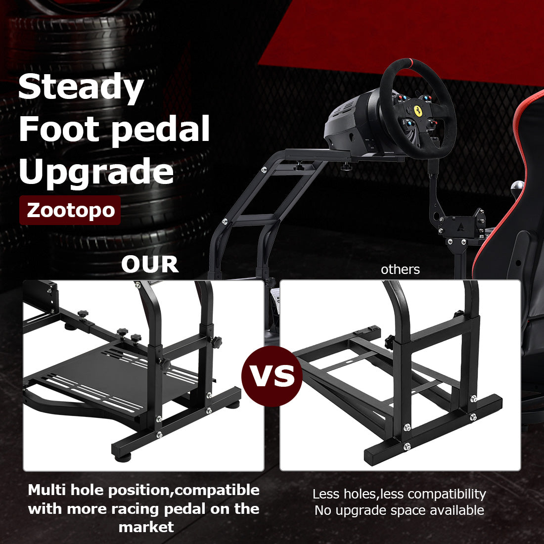 Zootopo Adjustable Racing Sim Cockpit with Red Seat Unobstructed Design for Both Legs Fit for Logitech/Thrustmaster G29 G923 G25 T80 T150 Racing Wheel Cockpit Not Include Steering Wheel,Pedals,Handbrake