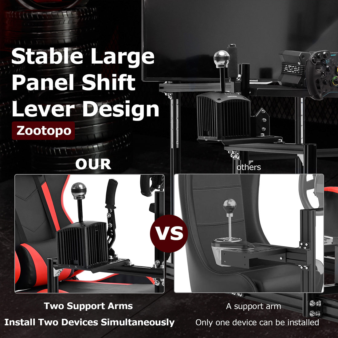 Zootopo Racing Simulator Cockpit with Red Seat and Monitor Mount, crafted from 3060 Aluminum Profile,Fit for Thrustmaster/Fanatec/Logitech G29 GPro, Unlimited Adjustment,Not Include Steering Wheel,Pedals,Handbrake