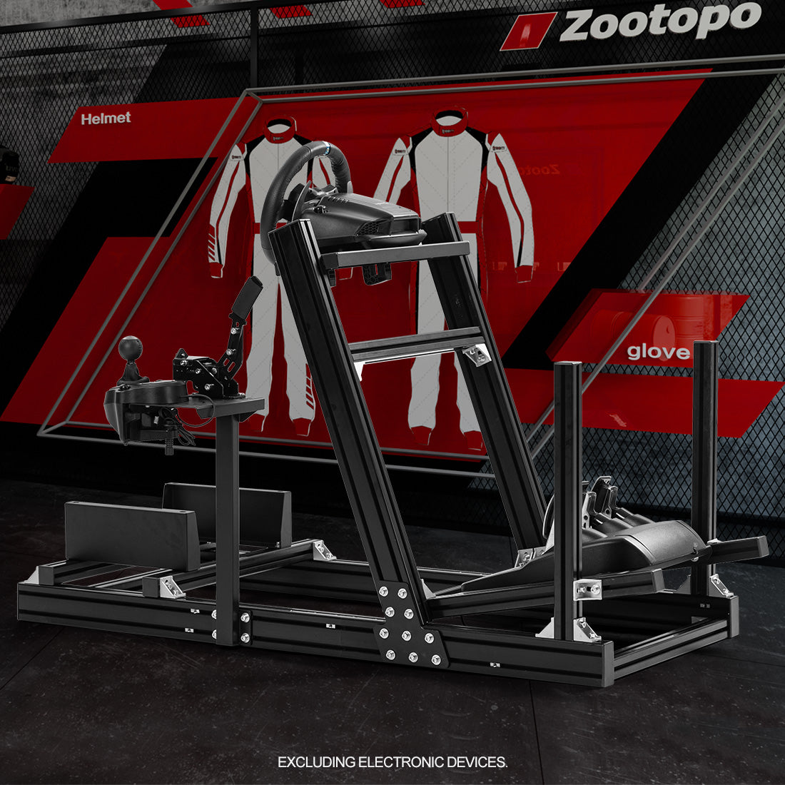 Zootopo 8040 Aluminum Profile Racing Simulaor Cockpit Fit for Logitech/Thrustmaster/Fanatec/Moza G920,G923 Professional&Expandability,F1 Trunk,No Seat,Handbrake,Pedals,Steering Wheel
