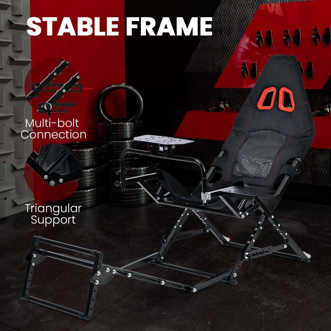 Zootopo Foldable X-Design Rig Racing Simulator Cockpit Frame  With Seat- Direct Drive Compatible Fit for Logitech/Thrustmaster/Fanatec G29 G920 G923 T248 T300 Not Included Wheel Shifter and Pedals
