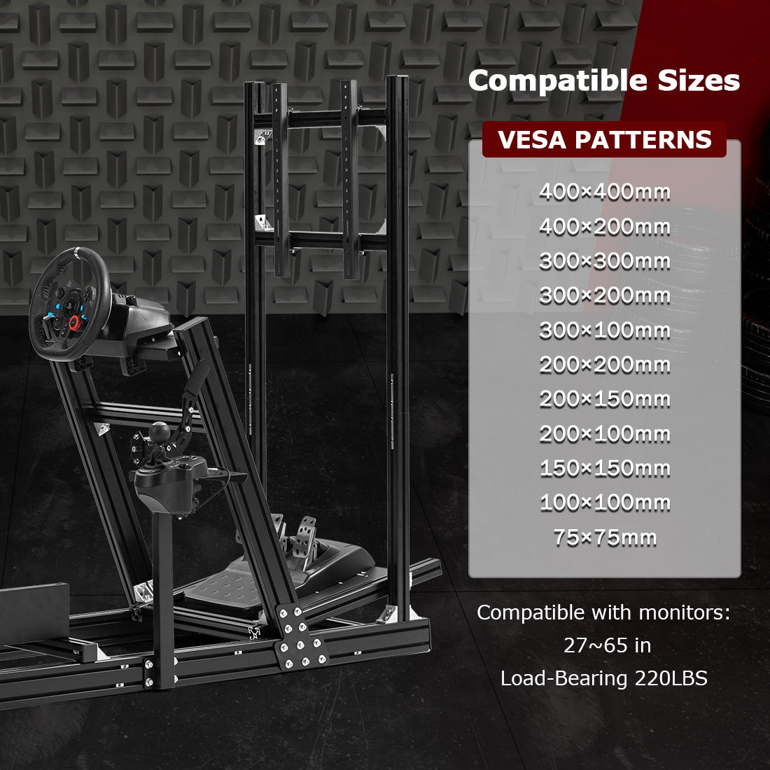 Zootopo 8040 Aluminum Profile Racing Simulator Cockpit with Monitor Frame Fit for Logitech/Thrustmaster/Fanatec G25 G27 G29 G923 T80,F1 Trunk,No Seat,Handbrake,Pedals,Steering Wheel