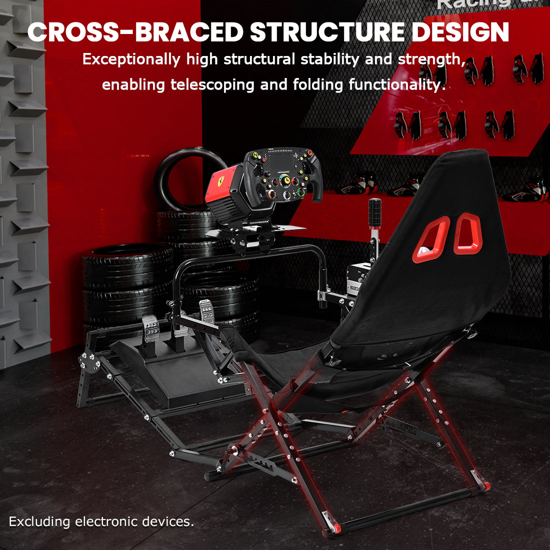 Zootopo Foldable X-Design Rig Racing Simulator Cockpit Frame  With Seat- Direct Drive Compatible Fit for Logitech/Thrustmaster/Fanatec G29 G920 G923 T248 T300 Not Included Wheel Shifter and Pedals