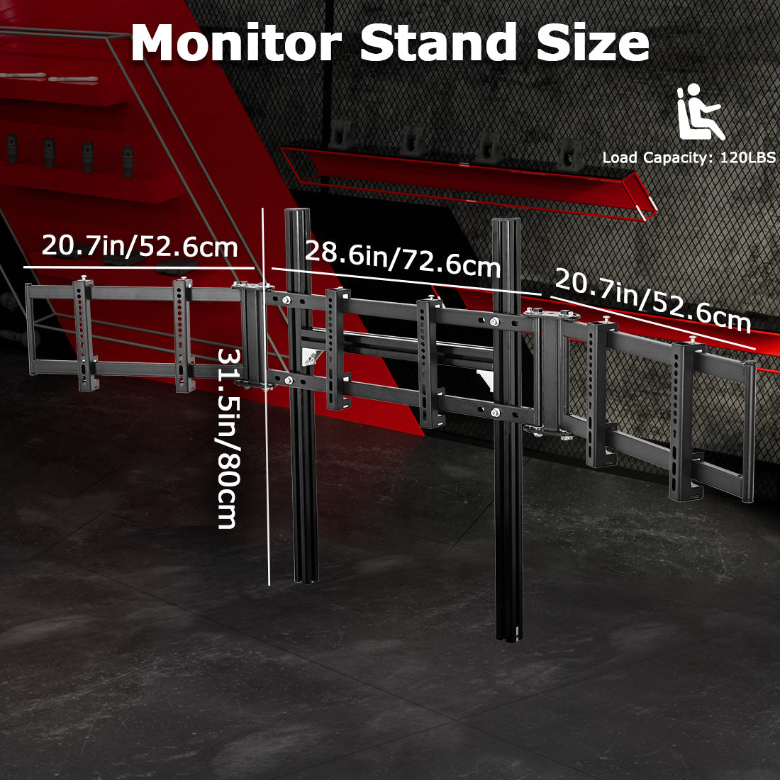 Zootopo 4040 Aluminum Profile Triple Monitor Stand for Racing Simulator Cockpit Compatible with 27-32 Inch Display 3 Screens TV Mount,Adjustable Height Width,No Steering Wheel,Shift Lever,Pedals,TV,Seat and Cockpit