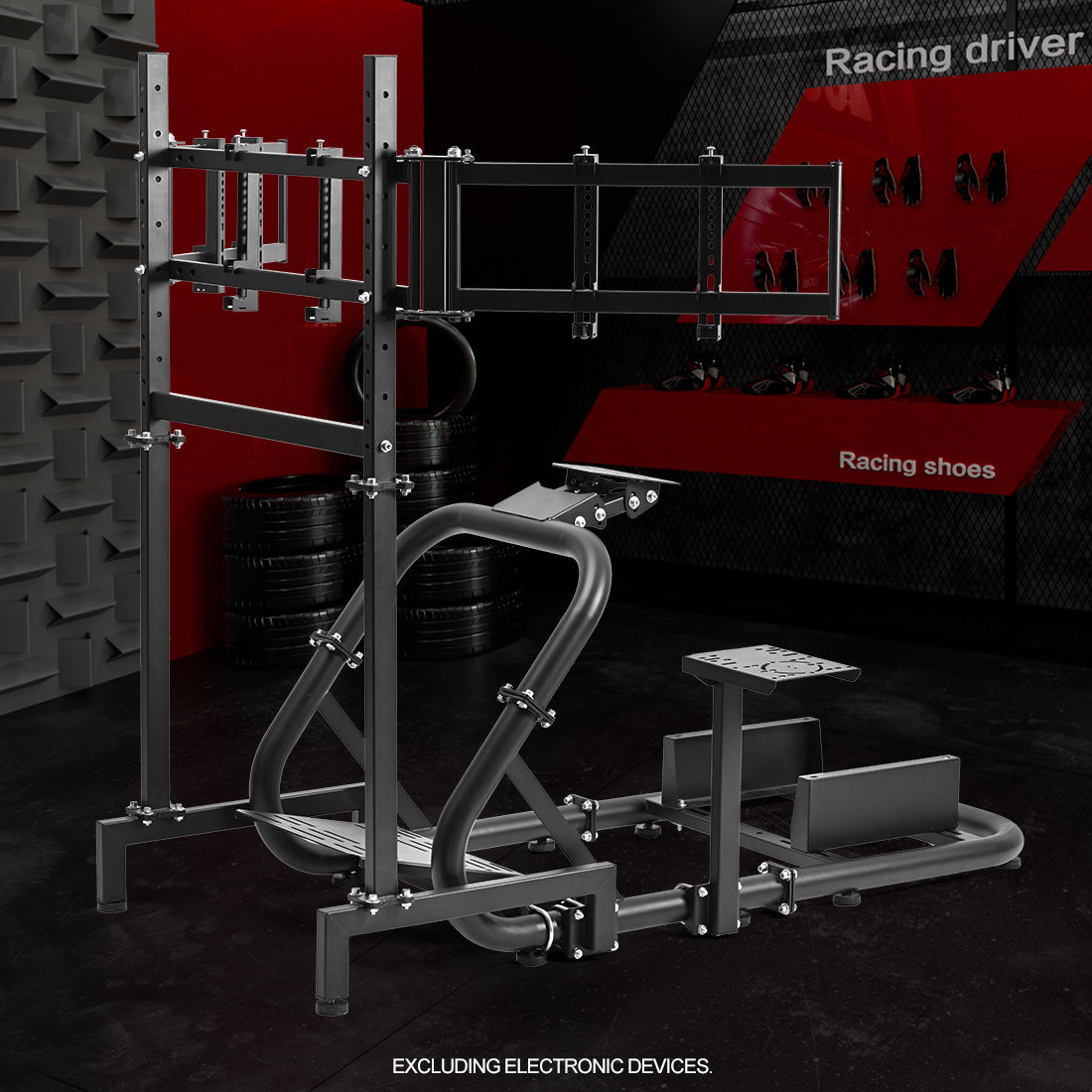 Zootopo Professional Racing Simulator Cockpit with Triple Monitor Stand, Fit for Logitech G920/Thrustmaster/Moza, Streamlined Dual-arm Design, No Wheel, Pedals, Handbrake, Seat and Monitor