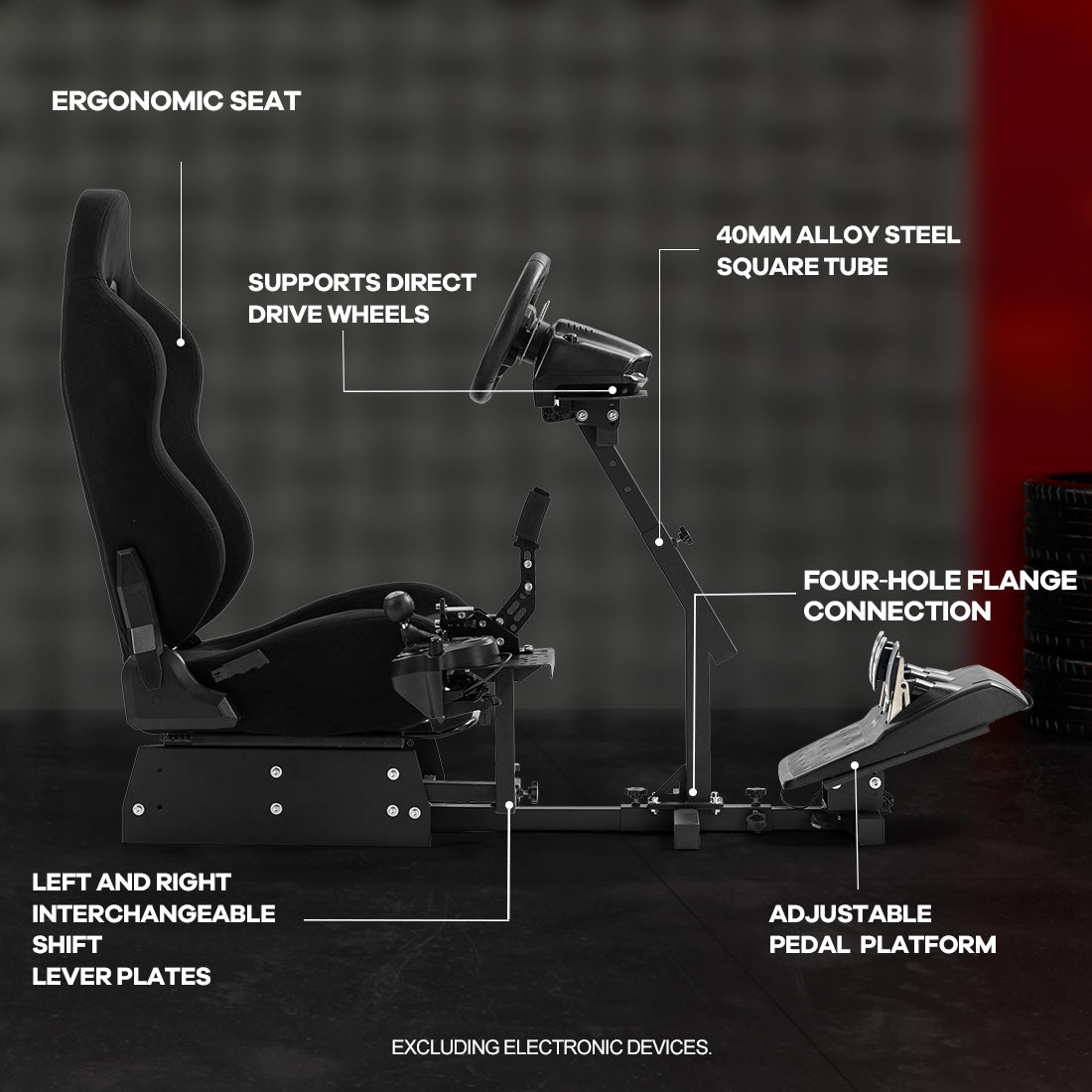 Zootopo Racing Simulator Cockpit with BlackSeat Multi-level Adjustment Fit for Logitech/Thrustmaster/Fanatec G29,G920,G923&T300RS&CSL-DD One-Piece Cockpit,Wheel,Handbrake and Pedals Not Included