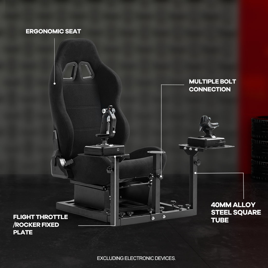 Zootopo Flight Simulator Cockpit with Black Seat Fit for Logitech X52 PRO,X56, Thrustmaster T16000M,HotasWarthing Flight Stick,Unlimited Adjustment,Not Include Steering Wheel,Pedals,Handbrake and Joystick