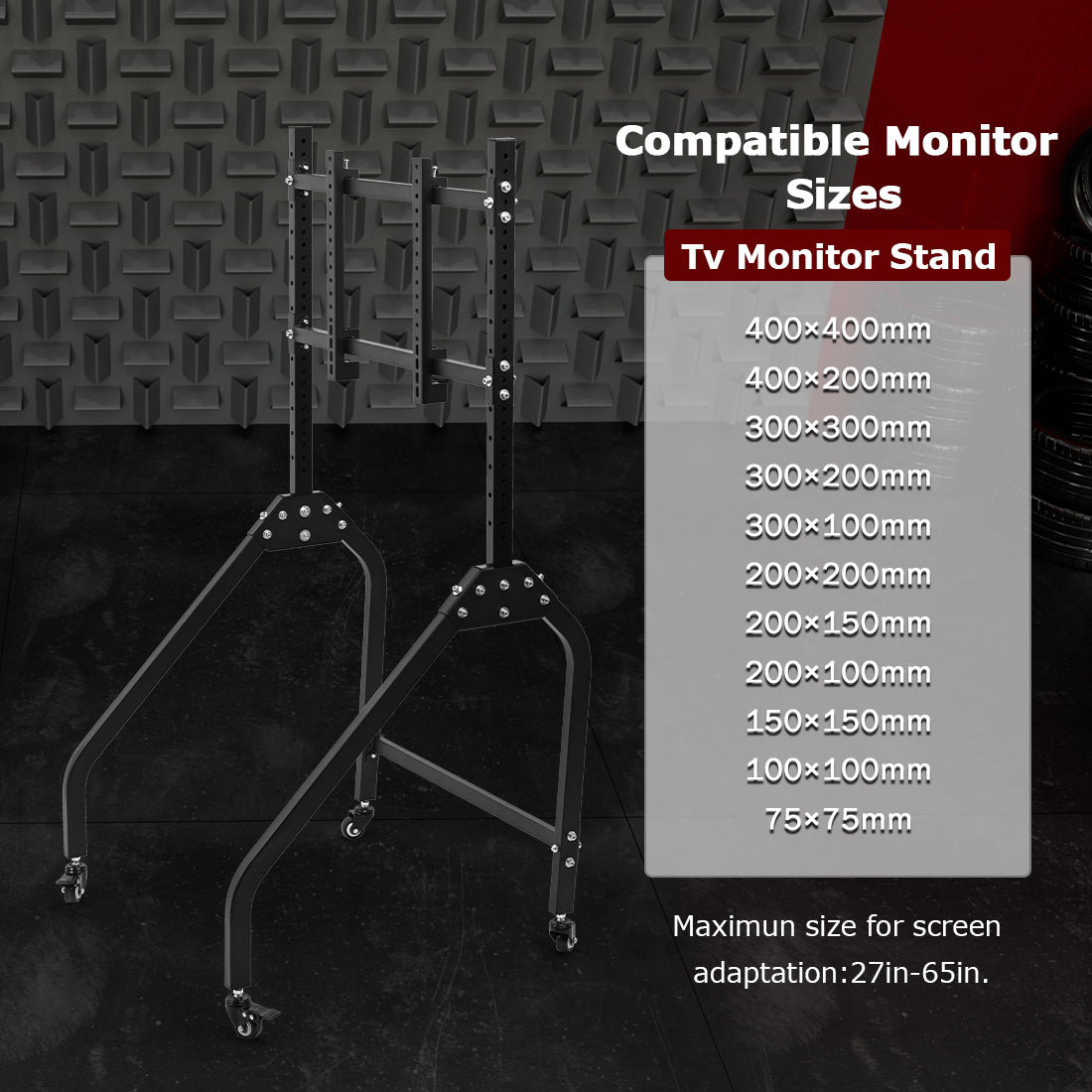 Zootopo Single Monitor Stand with Locking Casters Premium Adjustable Mount for Racing Simulator,Featuring Full Motion Control for 27-65 inch Monitors,Immersive Viewing Experience