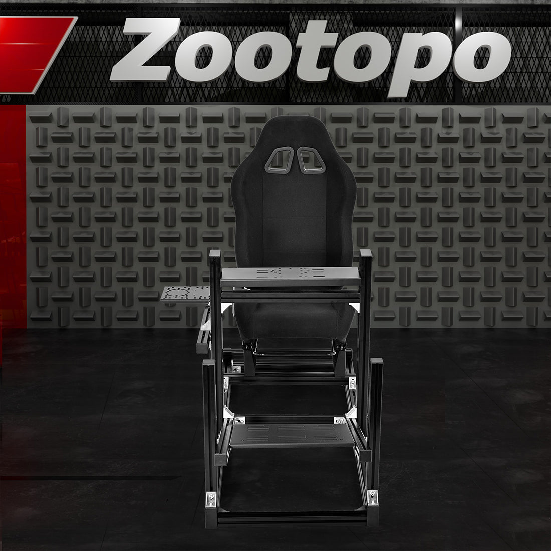 Zootopo 8040 Aluminum Profile Racing Sim Cockpit with Black Seat Fit Logitech G923 G920, Adjuatable Driving Simulator Cockpit Not Include Steering Wheel,Pedals,Handbrake