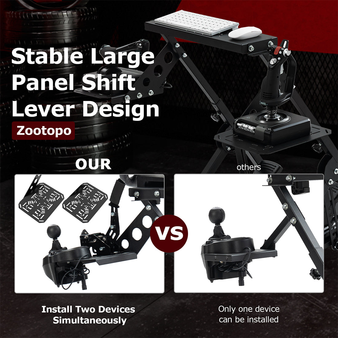 Zootopo Foldable Flight Simulation Cockpit with Fixed Slot Fit for Logitech/Thrustmaster/Hotas Warthog/Fanatec,  Adjustable Fight Sim Mount Pedals, Steering Wheel Not Included