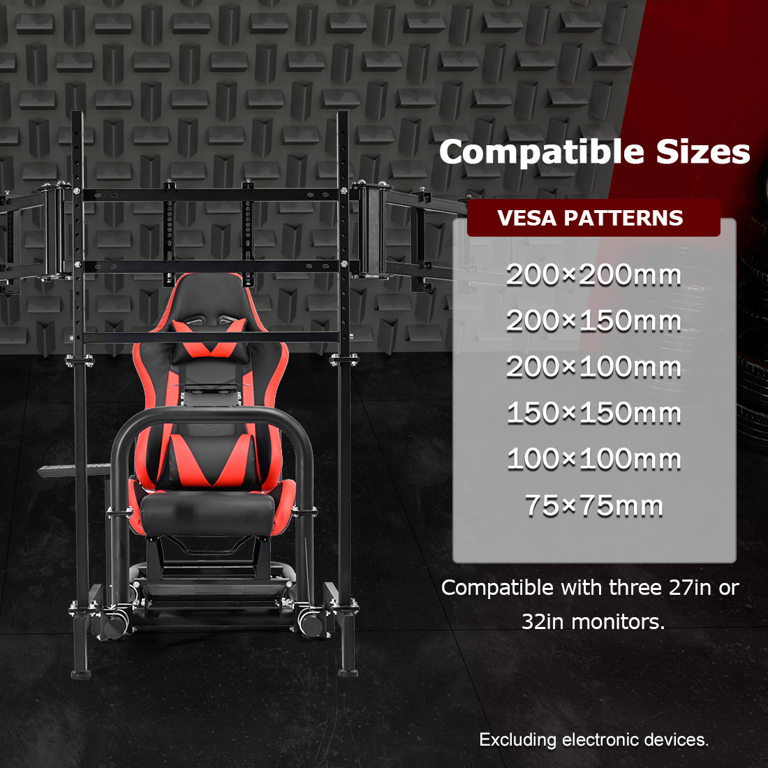 Zootopo Racing Sim Cockpit with Triple Monitor Mount and Seat Fits for Logitech/Thrustmaster/Fanatec/Moza G29 G920 G923 CSL-DD T248 Without Steering Wheel, Pedals ,TV and Shifter