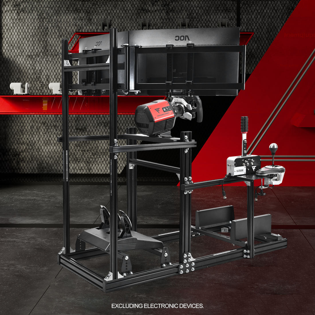 Zootopo Racing Simulator Cockpit with Triple-monitor Setup Crafted from 3060 Aluminum Profile, Fit for Thrustmaster，for Fanatec，for Logitech G29/GPro, Unlimited Adjustment,Not Include Steering Wheel,Pedals,Handbrake