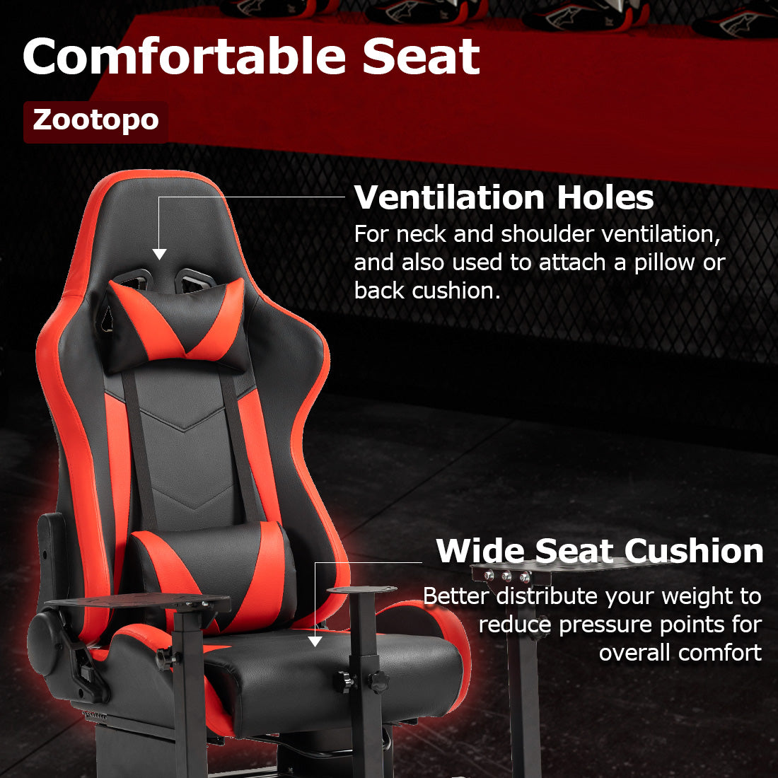 Zootopo Flight Simulator Cockpit with Red Seat Fit for Logitech X52 PRO,X56, Thrustmaster T16000M,HotasWarthing Flight Stick,Unlimited Adjustment,Not Include Steering Wheel,Pedals,Handbrake and Joystick