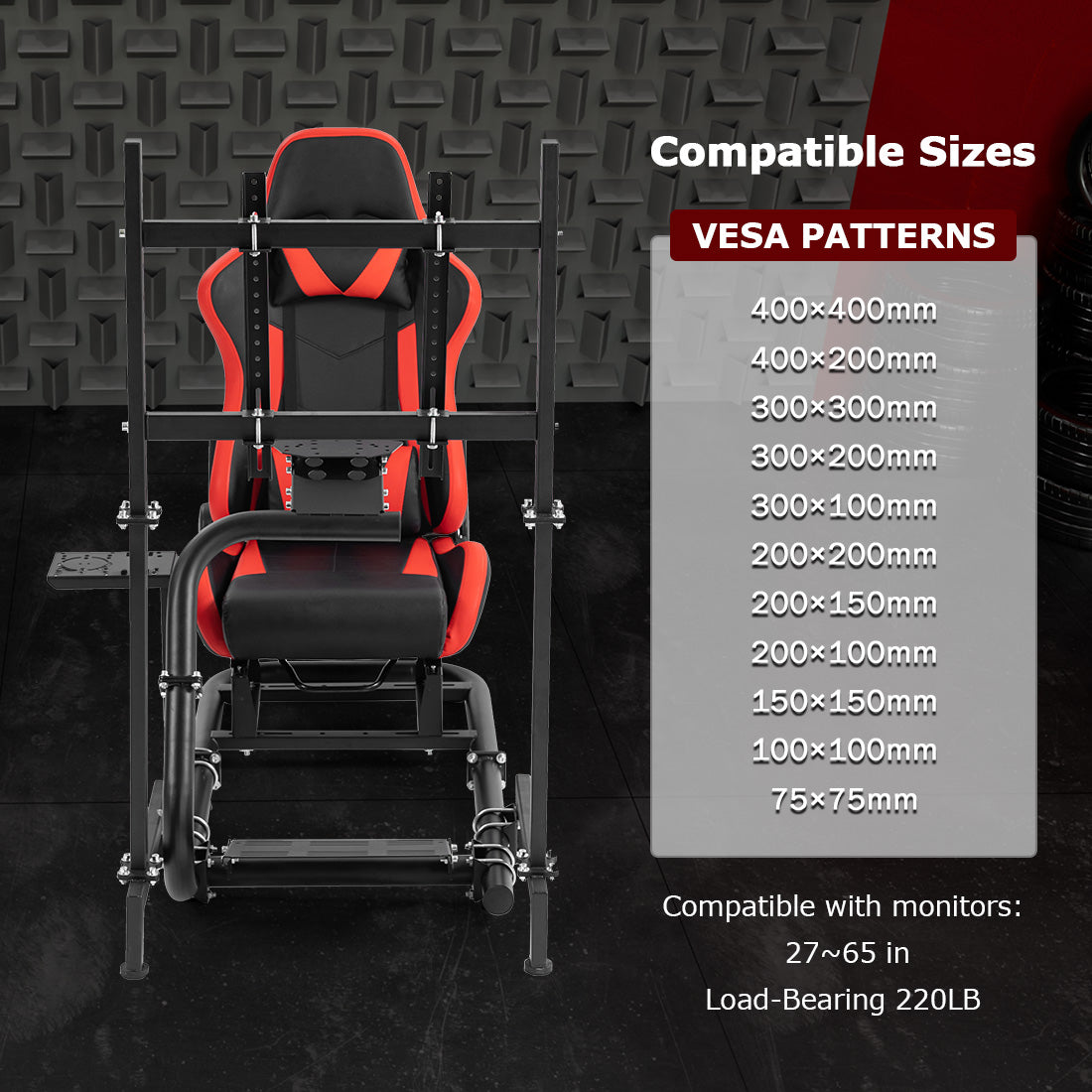 Zootopo Racing Cockpit with TV Stand &Red Seat Fit for Logitech,Thrustmaster G27 G920 T500 Wheel Shifter Pedals Not Included