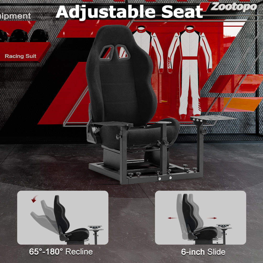Zootopo Flight Simulator Cockpit with Black Seat Fit for Logitech X52 PRO,X56, Thrustmaster T16000M,HotasWarthing Flight Stick,Unlimited Adjustment,Not Include Steering Wheel,Pedals,Handbrake and Joystick