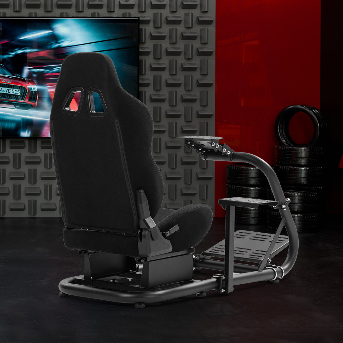 Zootopo Adjustable Racing Cockpit with Black Seat Fit for Logitech,Thrustmaster,G920,T500,Wheel Shifter Pedals Not Included