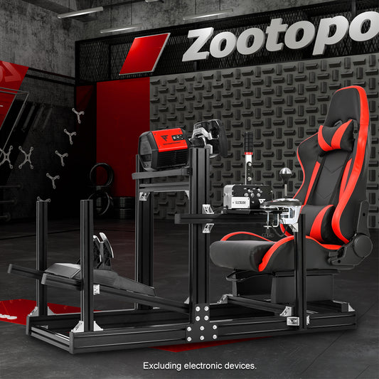 Zootopo 8040 Aluminum Profile Racing Sim Cockpit with Red Seat Fit Logitech G923 G920, Adjuatable Driving Simulator Cockpit Not Include Steering Wheel,Pedals,Handbrake