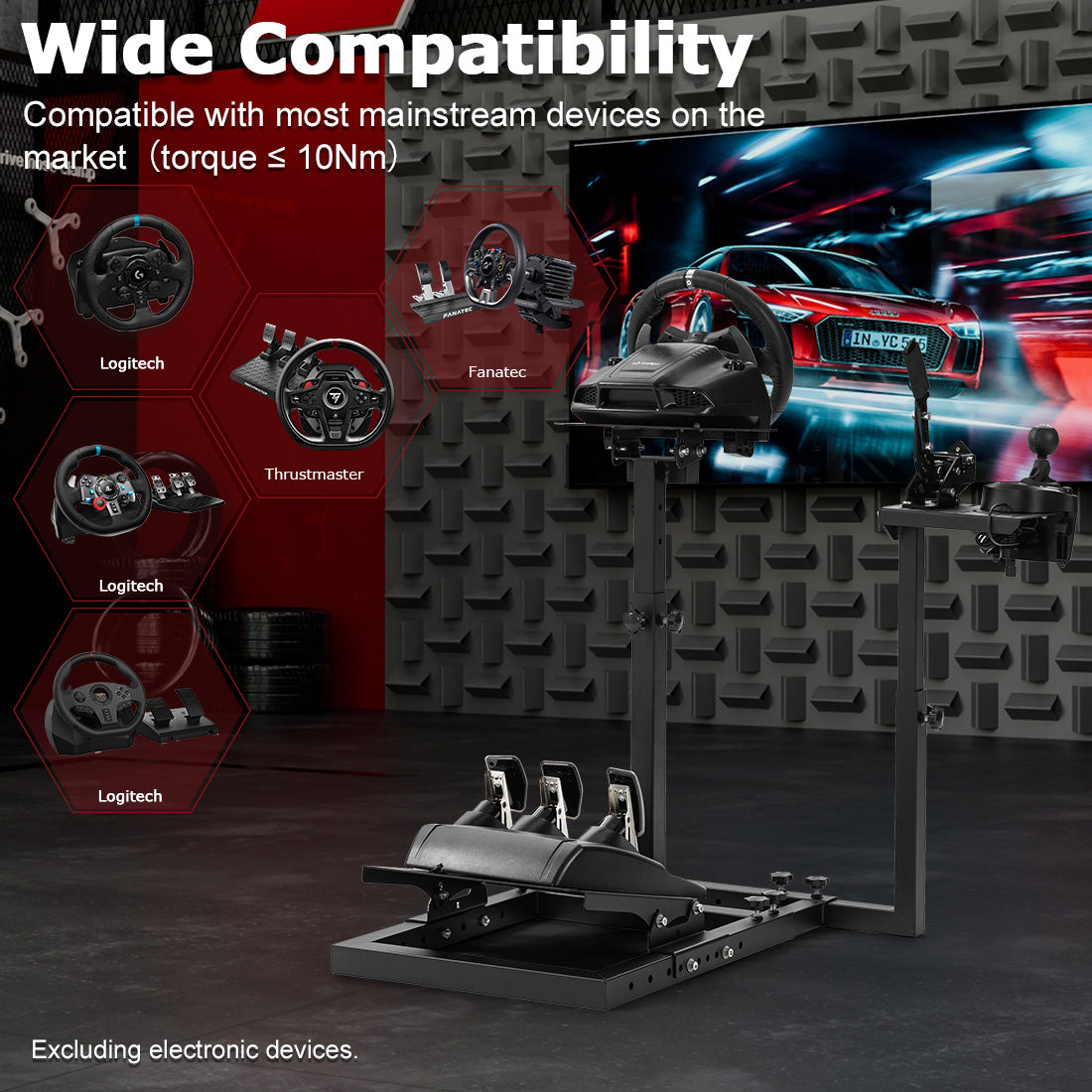 Zootopo Racing Wheel Stand fit for Logitech G25 G27 G29 G920, Thrustmaster T300RS T500RS, Unlimited Adjustment，Simulated Racing Game Stand without Steering Wheel Pedal Shifter